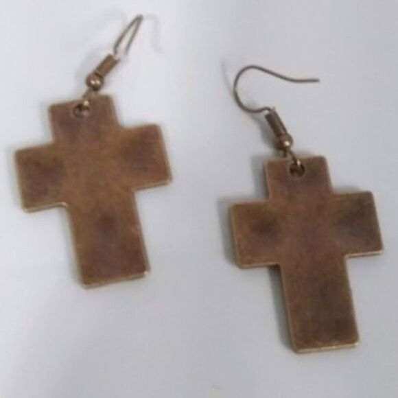 Metal Cross Love Earrings - Picture 2 of 4